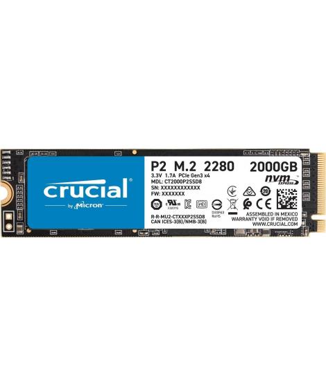 Crucial P2 Disco Duro Solido SSD M2 2TB M2 PCIe Gen3 NVMe