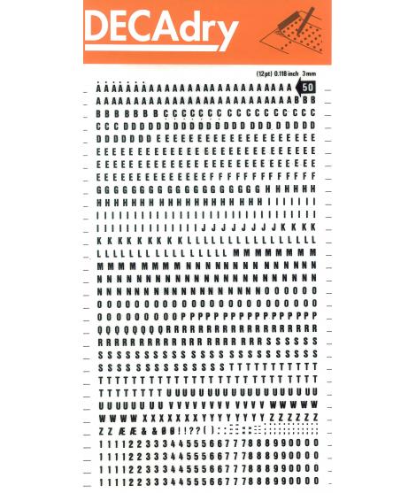 Apli Letras y Numeros Transferibles - 3mm - 888 Caracteres - Negros