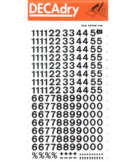 Apli Numeros Transferibles - 8mm - Facil Aplicacion - Negros Intensos - 204 Caracteres - Negro