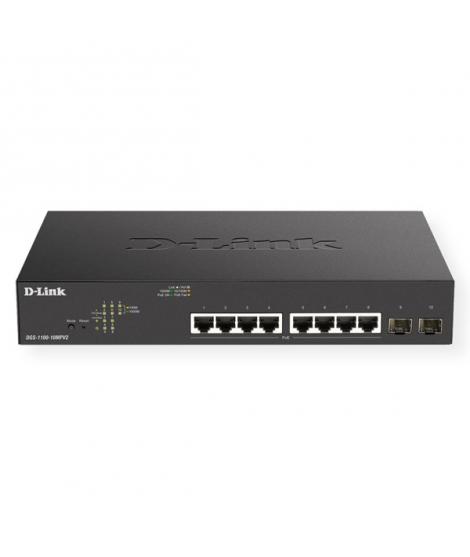 D-Link Switch Semigestionable 8 Puertos Gigabit PoE 130W + 2 Puertos Combo