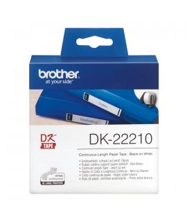 Brother DK22210 - Etiquetas Originales de Tamaño personalizado - Ancho 29mm x 30,48 metros - Texto negro sobre fondo blanco