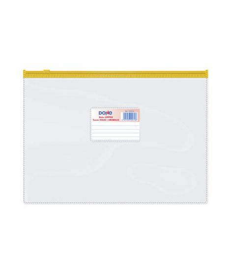 Dohe Bolsa Zipper Apaisada PVC Transparente 150 Micras - Tamaño Folio - Apertura Superior - Cierre Zip Hermetico