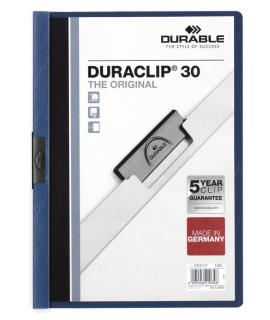 Durable Duraclip 30 Carpeta de Plastico con Clip de Acero - Tamaño A4 - Capacidad hasta 30 Hojas - Parte Posterior Rigida Color 