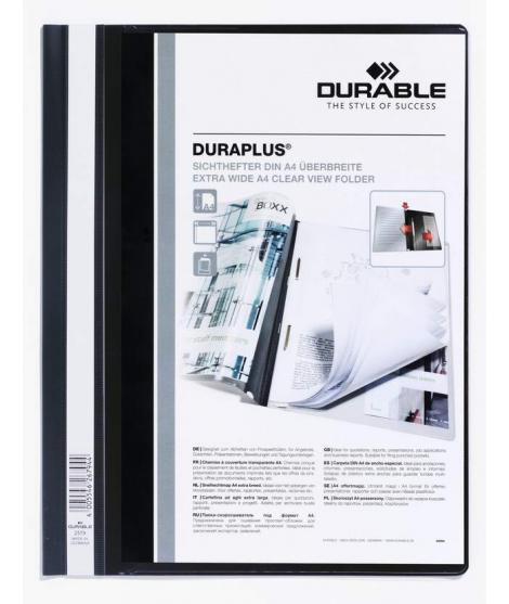 Durable Duraplus Carpeta de Fastener - Para Formato A4+ - Compartimento Interior - Tapa Posterior de Color Negro