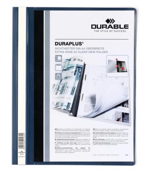 Durable Duraplus Carpeta de Fastener - Para Formato A4+ - Compartimento Interior - Tapa Posterior de Color Azul Oscuro