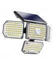 Elbat Foco Solar Cuadruple con Sensor LED 430lm - Sensor de Movimiento de 3 - 5m - Panel Solar Integrado 5.5V, 1.5W - Bateria 3.