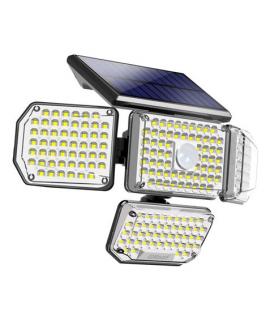 Elbat Foco Solar Cuadruple con Sensor LED 430lm - Sensor de Movimiento de 3 - 5m - Panel Solar Integrado 5.5V, 1.5W - Bateria 3.