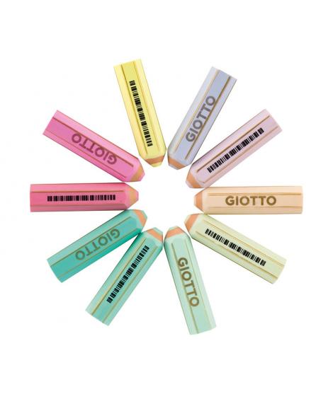 Giotto Happy Gomma Expositor de 40 Gomas de Borrar - Forma de Lapiz - Para Borrar Grafito - 10 Colores Pastel