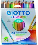 Giotto Stilnovo Acquarell Pack de 24 Lapices de Colores Acuarelables Hexagonales - Mina 3.3 mm - Madera - Colores Surtidos