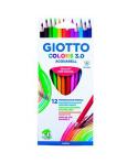 Giotto Colors Acquarell 3.0 Pack de 12 Lapices Triangulares de Colores Acuarelables - Mina 3 mm - Madera - Colores Surtidos