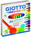 Giotto Turbo Color Pack de 24 Rotuladores - Punta Fina 2.8 mm. - Tinta al Agua - Lavable - Colores Surtidos