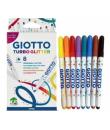 Giotto Turbo Glitter Pack de 8 Rotuladores - Punta Fina 2.8mm - Tinta al Agua - Lavable - Colores Surtidos