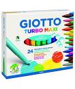 Giotto Turbo Maxi Pack de 24 Rotuladores - Punta Gruesa 5mm - Tinta al Agua - Lavable - Colores Surtidos