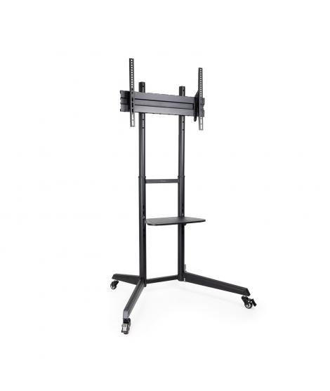 Tooq Ramses Soporte de Suelo con Ruedas para Pantallas 37" a 70" - Bloqueo de Ruedas - Estante - Gestion de Cables - Peso Max 50