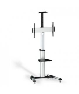 Tooq Soporte de Pantalla de Suelo con Ruedas 37"-70" - Bloqueo de Ruedas - Dos Estantes - Gestion de Cables - Peso Max 50Kg - VE