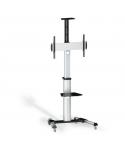 Tooq Soporte de Pantalla de Suelo con Ruedas 37"-70" - Bloqueo de Ruedas - Dos Estantes - Gestion de Cables - Peso Max 50Kg - VE