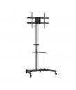 Aisens Soporte de Suelo con Rueda - Bandeja para DVD para Monitor/TV 50Kg de 37-86" - Color Negro/Plata