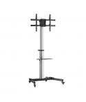 Aisens Soporte de Suelo con Rueda - Bandeja para DVD para Monitor/TV 50Kg de 37-86" - Color Negro/Plata