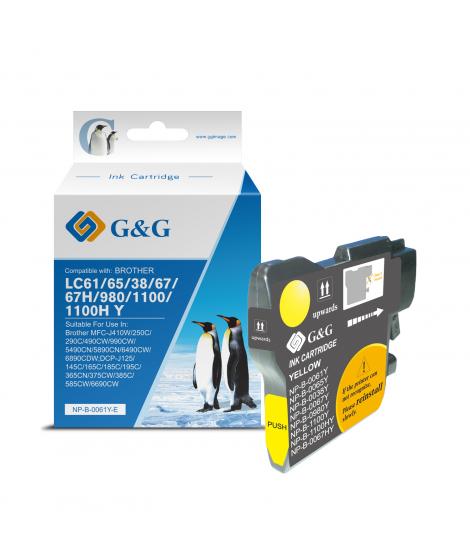 G&G Brother LC980/LC1100 Amarillo Cartucho de Tinta Generico - Reemplaza LC980Y/LC1100Y