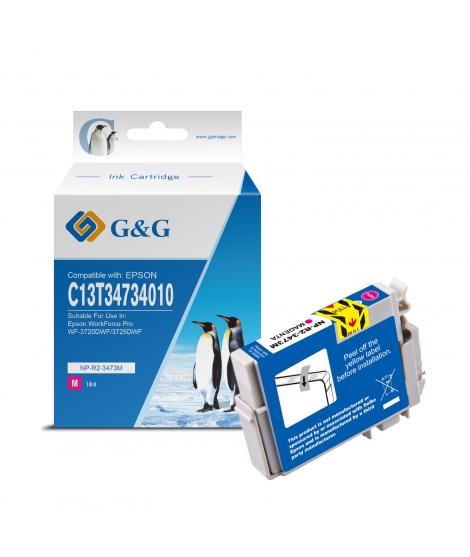 G&G Epson T3473/T3463 (34XL) Magenta Cartucho de Tinta Pigmentada Generico - Reemplaza C13T34734010/C13T34634010