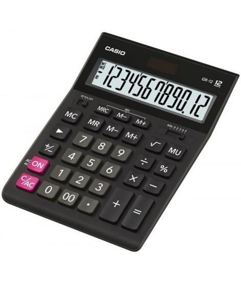 Casio GR-12C Calculadora de Sobremesa - Pantalla LCD de 12 Digitos - Alimentacion Solar y Pilas - Color Negro