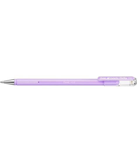 Pentel Hybrid Milky Boligrafo de Bola - Punta Fina 0.8mm - Trazo 0.4mm - Tinta de Gel Opaca - Color Violeta Pastel