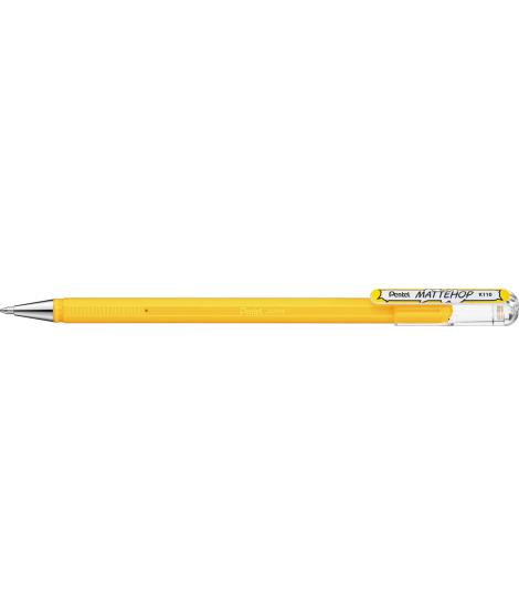 Pentel Mattehop Boligrafo de Bola - Punta 1mm - Trazo 0.5mm - Tinta de Gel Opaca - Fabricado con 55% de Materiales Reciclados - 