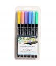 Lyra Aqua Brush Duo Pack 6 Rotuladores de Doble Punta - Trazos 1-5 y 1mm - Tinta Base de Agua - Colores Tonos Pastel