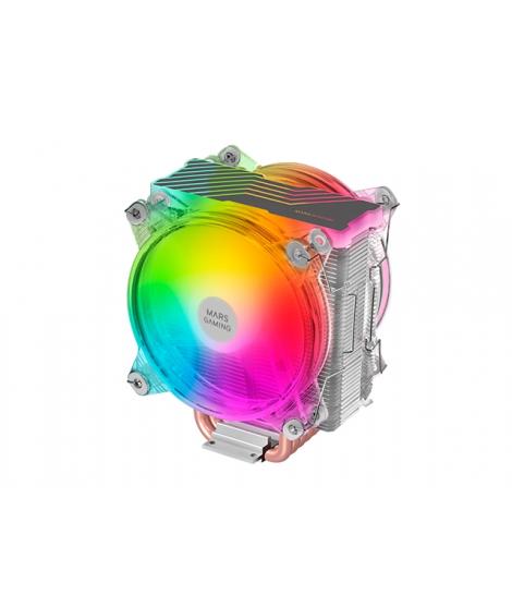 Mars Gaming Doble Ventilador CPU 120mm con Disipador - Iluminacion ARGB - Hasta 220W - Velocidad Max. 1600rpm - 6 Heatpipes