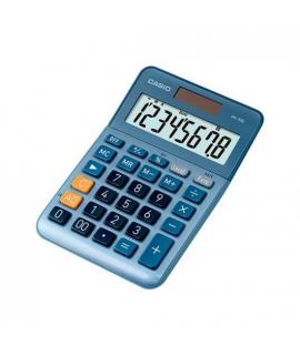 Casio MS80E Calculadora de Escritorio - Tecla Doble Cero - Pantalla LCD de 8 Digitos - Solar y Pilas - Color Azul