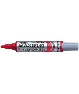 Pentel Maxiflo Rotulador para Pizarra Blanca - Regulacion del Flujo de Tinta - Punta Redonda - Ancho de Linea 2,5mm - 50% de Mat