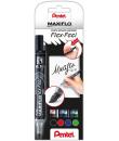 Pentel Maxiflo Flex-Feel Pack de 4 Rotuladores para Pizarra Blanca - Punta Flexible 4.6mm - Dosificacion de Tinta mediante Embol