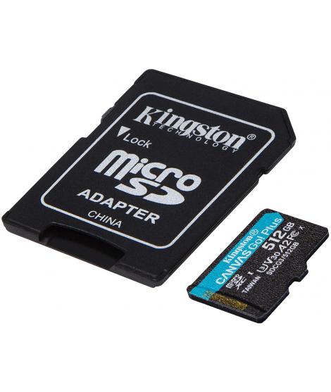 Kingston Tarjeta Micro SDXC 512GB UHS-I U3 V30 Clase 10 170MB/s Canvas Go Plus con Adaptador