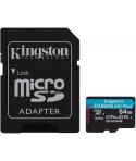 Kingston Tarjeta Micro SDXC 64GB UHS-I U3 V30 Clase 10 170MB/s Canvas Go Plus con Adaptador