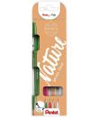 Pentel Brush Sing Pen Nature Pack de 4 Rotuladores con Punta de Pincel - Lineas Finas o Gruesas dependiendo de la Presion - Fabr