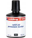 Edding T100 Bote de Recarga para Rotulador Permanente - Capacidad 100ml - Color Negro