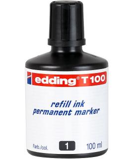 Edding T100 Bote de Recarga para Rotulador Permanente - Capacidad 100ml - Color Negro