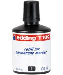 Edding T100 Bote de Recarga para Rotulador Permanente - Capacidad 100ml - Color Negro