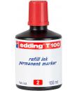 Edding T100 Bote de Recarga para Rotulador Permanente - Capacidad 100ml - Color Rojo