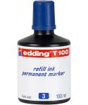 Edding T100 Bote de Recarga para Rotulador Permanente - Capacidad 100ml - Color Azul