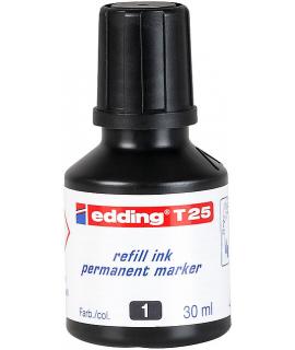 Edding T25 Bote de Recarga para Rotulador Permanente - Capacidad 30ml - Color Negro