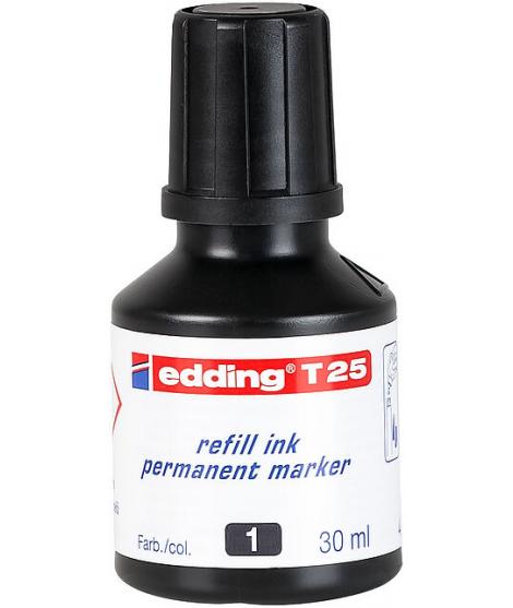 Edding T25 Bote de Recarga para Rotulador Permanente - Capacidad 30ml - Color Negro