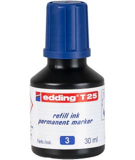 Edding T25 Bote de Recarga para Rotulador Permanente - Capacidad 30ml - Color Azul