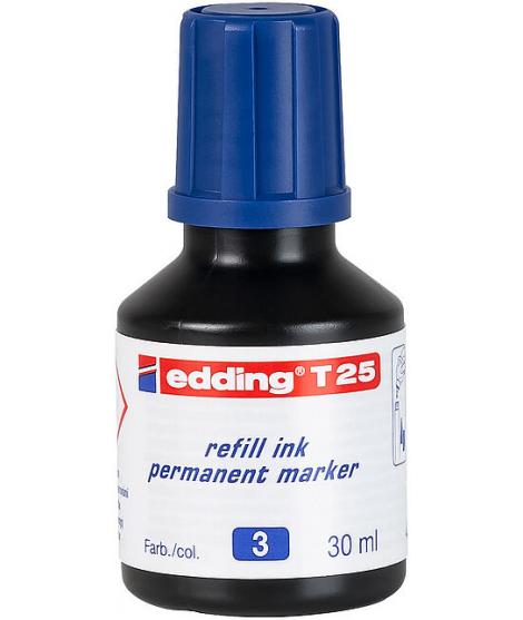 Edding T25 Bote de Recarga para Rotulador Permanente - Capacidad 30ml - Color Azul