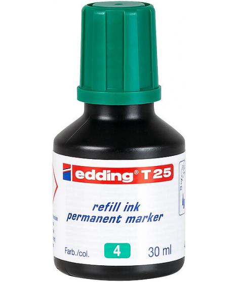 Edding T25 Bote de Recarga para Rotulador Permanente - Capacidad 30ml - Color Verde