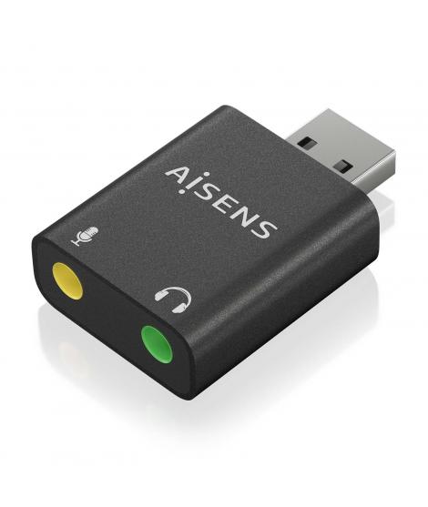 Aisens Conversor USB-A a Audio 48KHz - USB-A/M-2xJACK 3.5/H - Color Negro