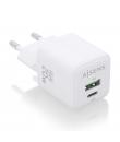 Aisens Cargador Gan 20W - 1xUSB-C PD3.0 QC4.0 - 1xUSB-A QC3.0 - Color Blanco