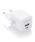 Aisens Cargador Gan 20W - 1xUSB-C PD3.0 QC4.0 - 1xUSB-A QC3.0 - Color Blanco