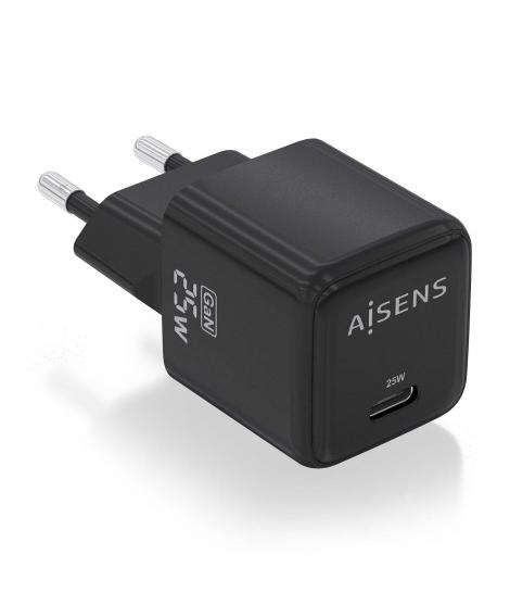 Aisens Cargador Gan 25W - 1xUSB-C PD3.0 QC4.0 - Color Negro