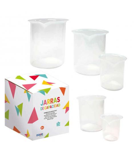 Dohe Juego de Jarras graduadas de Plastico - 1L, 0.5L, 0.25L, 100Ml, 50ml - Recomendado para Tercer Ciclo de Primaria